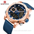 NAVIFORCE 9172S Fashion Steel Band Double Display Big Dial Men's Watch Waterproof Student Electronic Watch